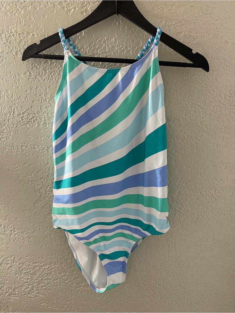 Hurley Kids One-Piece Swimsuit - Teal, Aqua & Light Blue Stripe‎ Size 14/16